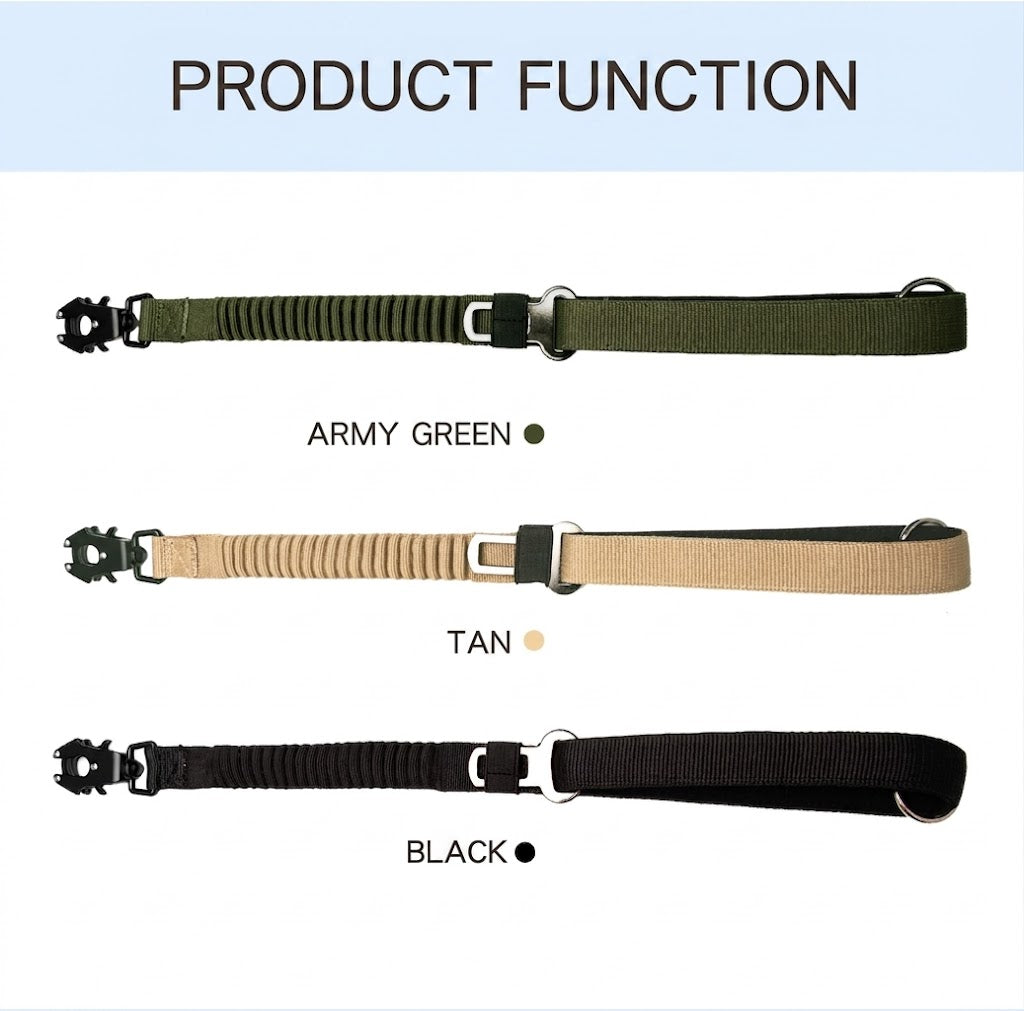Tactical Short Dog Leash with Quick-Release Frog Buckle, Shock Absorbing Bungee Training Lead for Strong Pullers