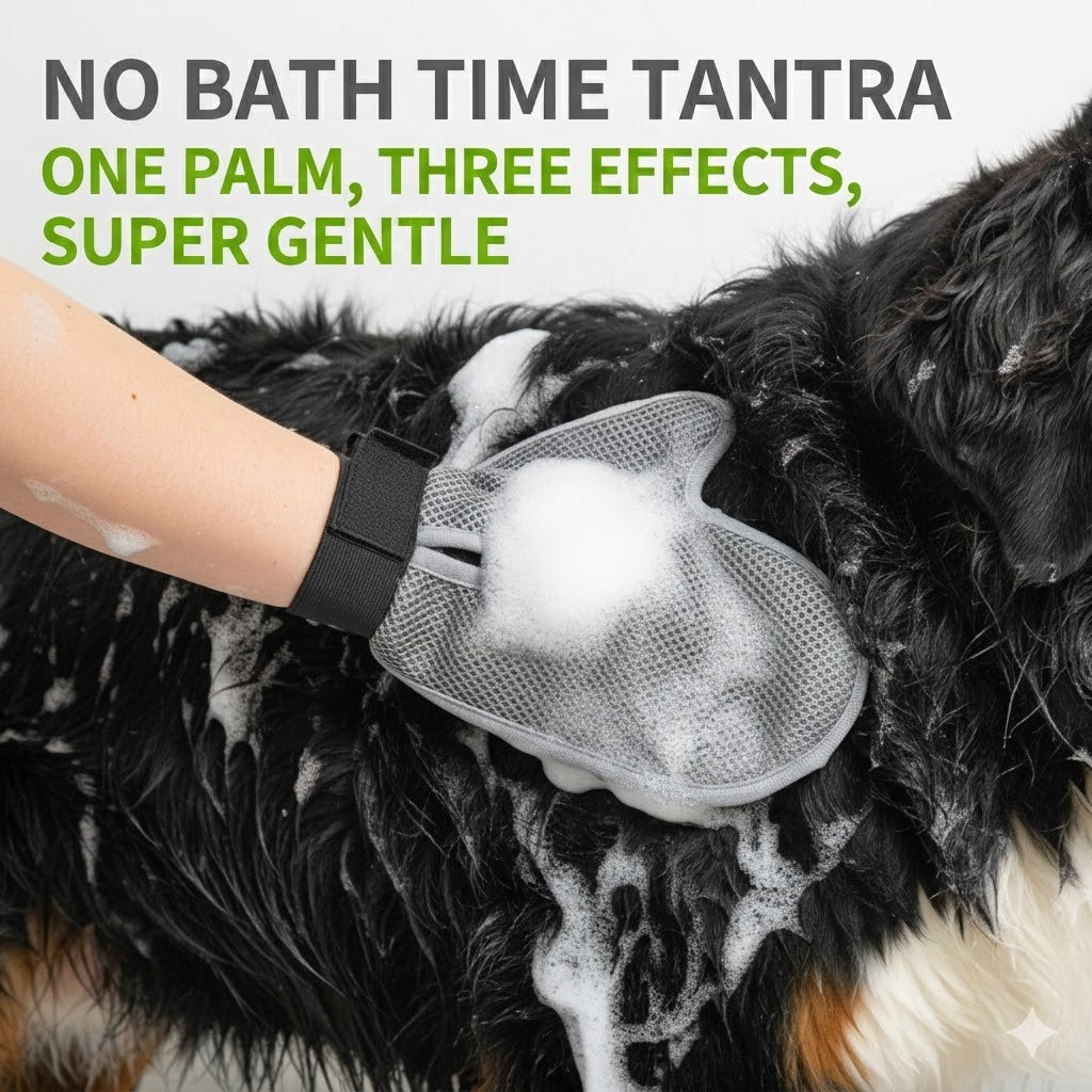 Pet Grooming & Bathing Glove – Gentle Deshedding Massage Brush