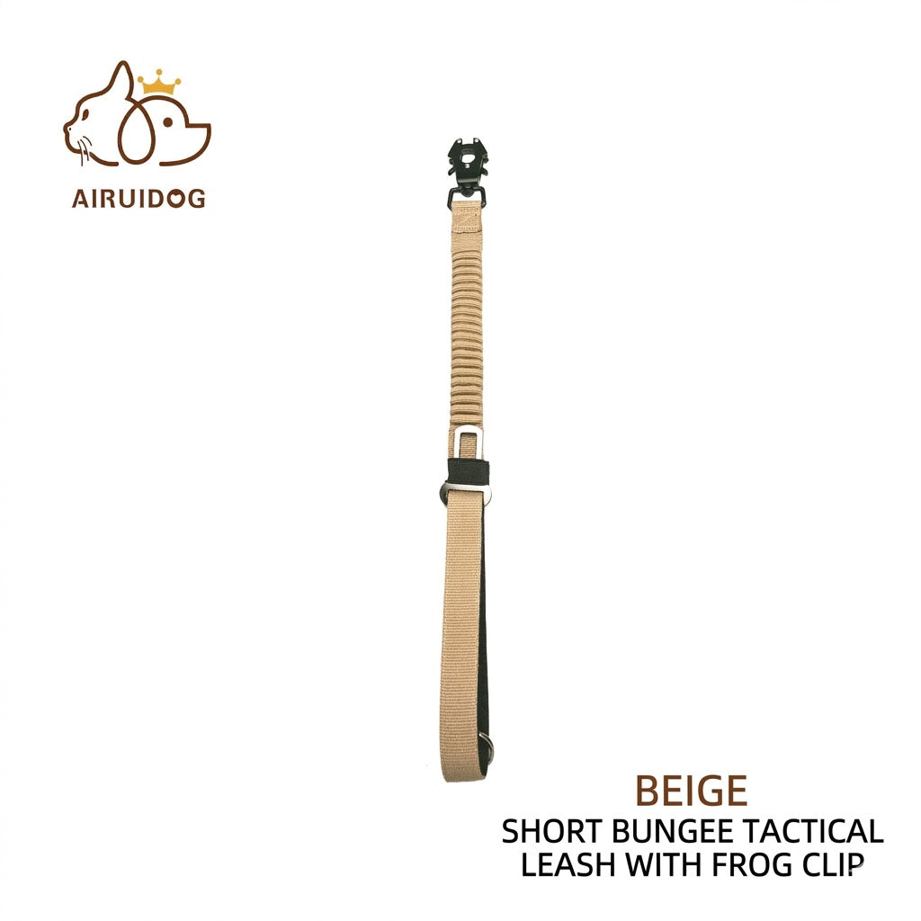 Tactical Short Dog Leash with Quick-Release Frog Buckle, Shock Absorbing Bungee Training Lead for Strong Pullers