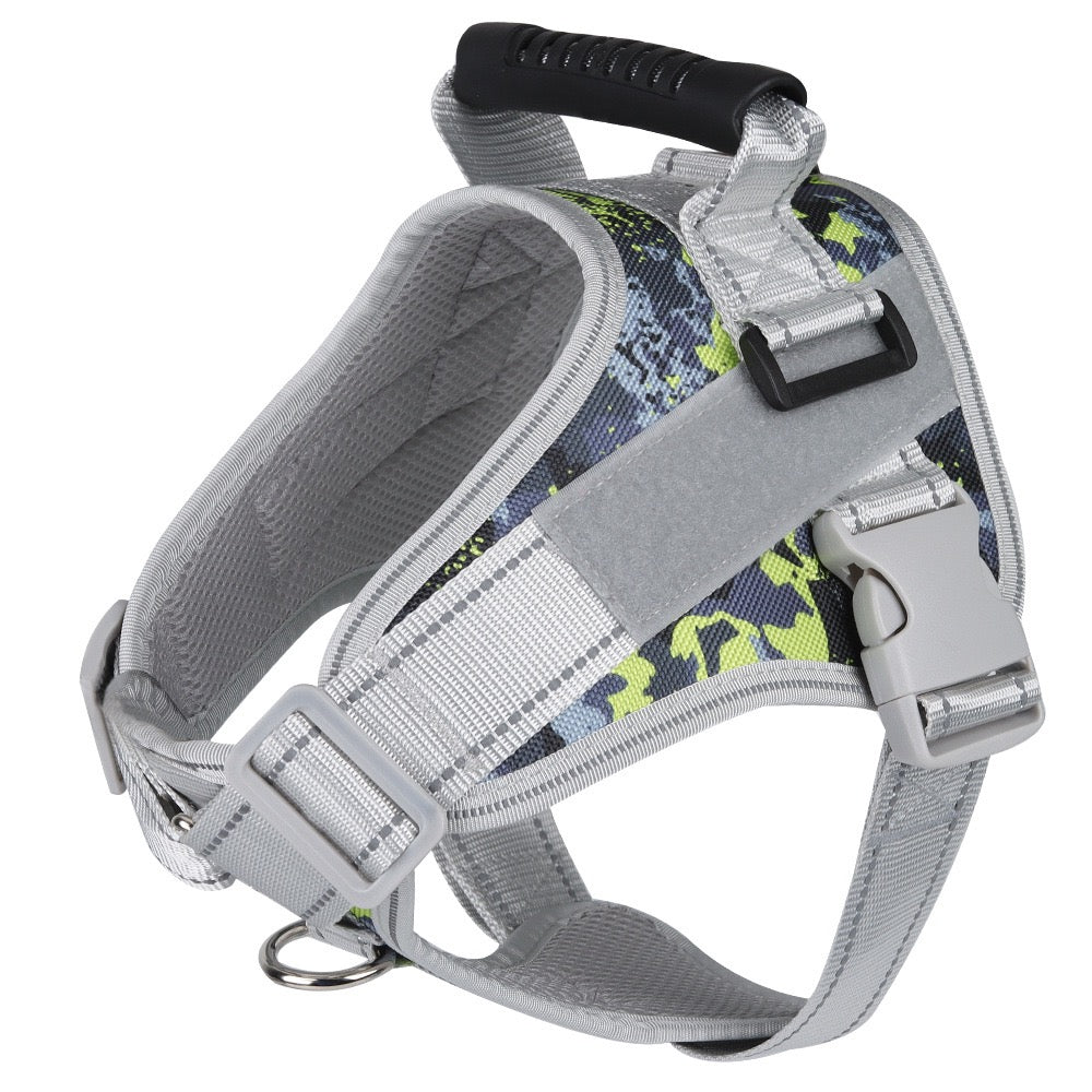 No Pull Dog Harness with Handle, Reflective Adjustable Vest for Large Medium Small Dogs, Camouflage Pattern, Breathable Mesh, Anti-Pull Training Walking