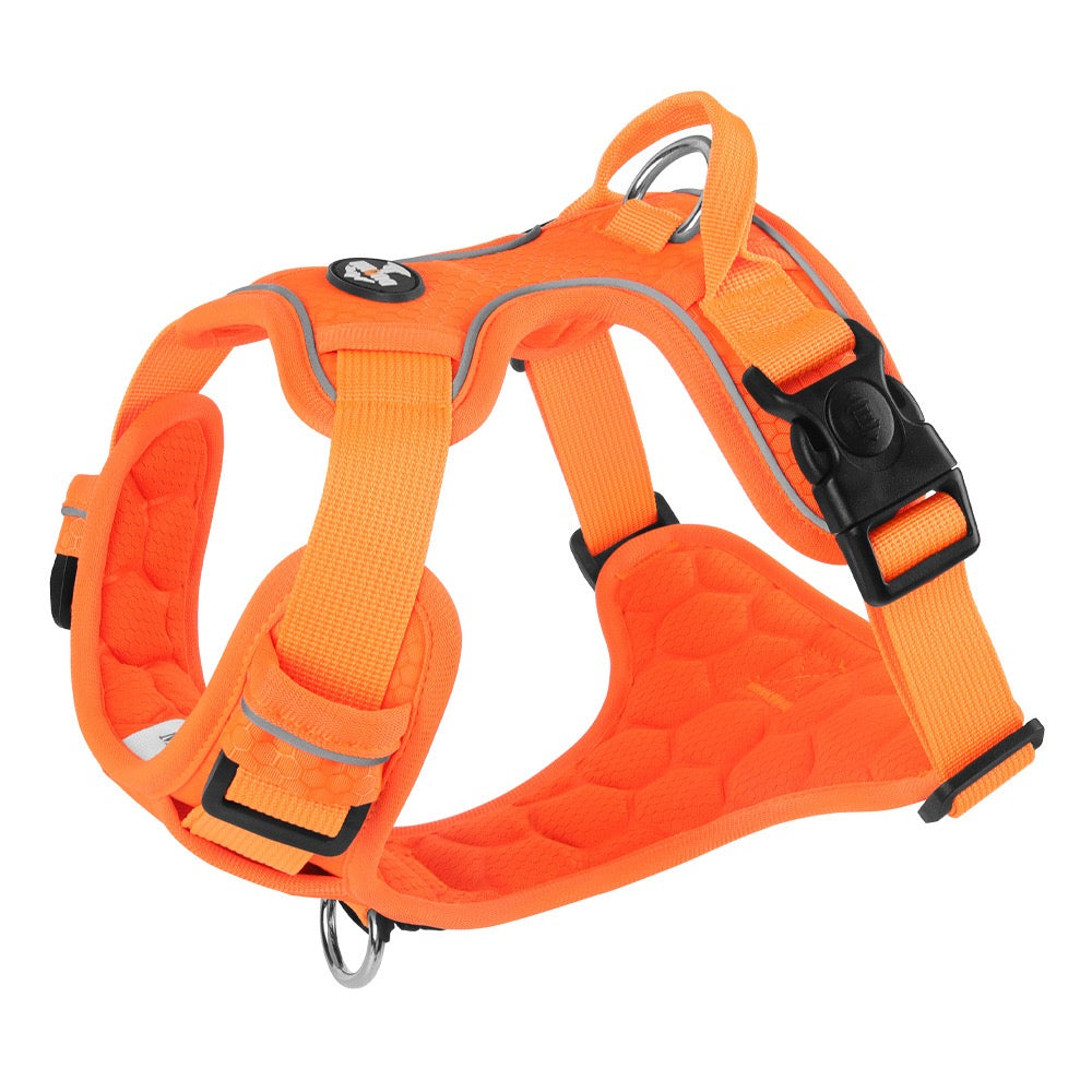 Orange Reflective No-Pull Dog Harness with Control Handle