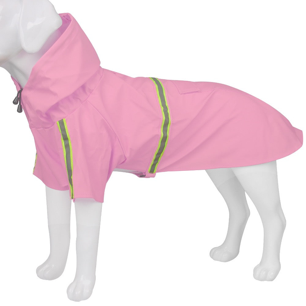 Waterproof Dog Rain Poncho with Reflective Strip, Breathable Hooded Coat for Medium to Large Dogs, Outdoor Walking Raincoat – S to 5XL