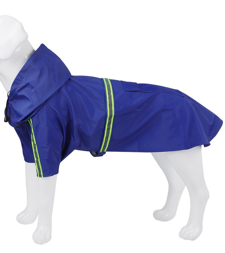 Waterproof Dog Rain Poncho with Reflective Strip, Breathable Hooded Coat for Medium to Large Dogs, Outdoor Walking Raincoat – S to 5XL