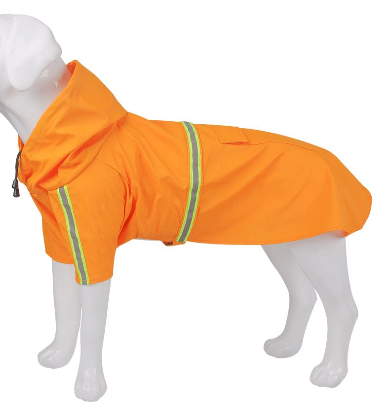 Waterproof Dog Rain Poncho with Reflective Strip, Breathable Hooded Coat for Medium to Large Dogs, Outdoor Walking Raincoat – S to 5XL