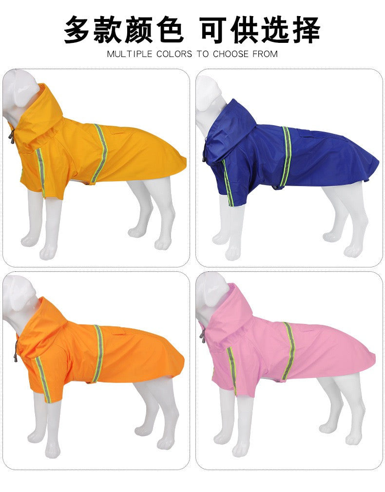 Waterproof Dog Rain Poncho with Reflective Strip, Breathable Hooded Coat for Medium to Large Dogs, Outdoor Walking Raincoat – S to 5XL