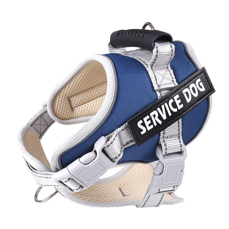 Pink Service Dog No-Pull Harness, Reflective Adjustable Working Dog Vest with Handle for Medium & Large Breeds