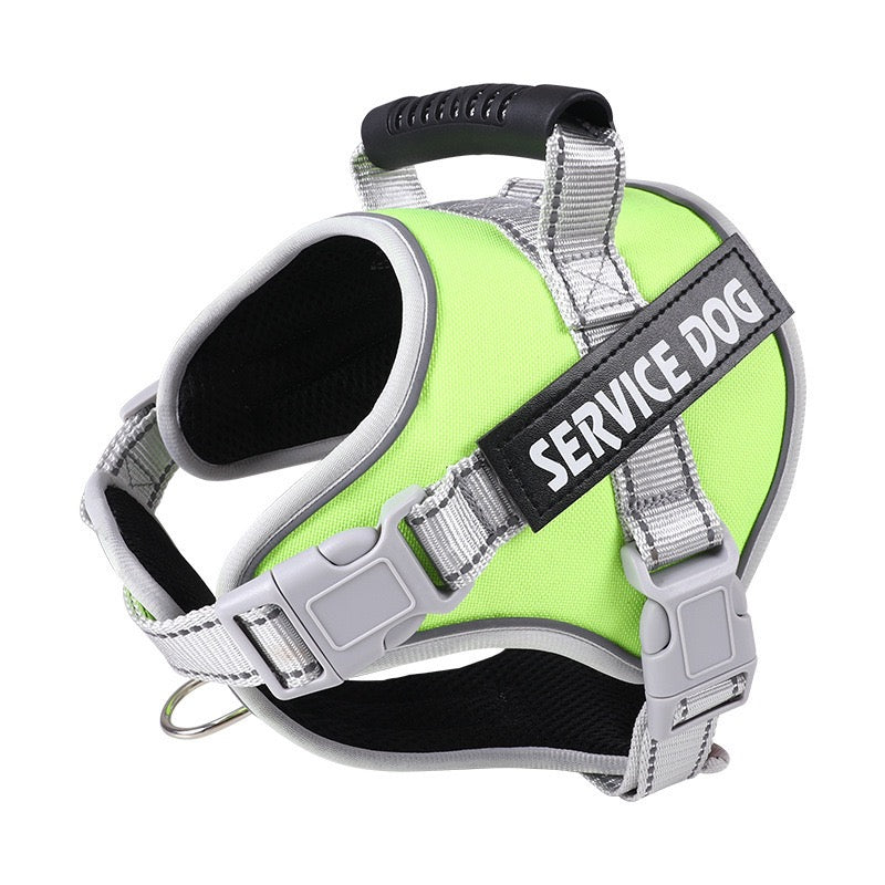 Pink Service Dog No-Pull Harness, Reflective Adjustable Working Dog Vest with Handle for Medium & Large Breeds