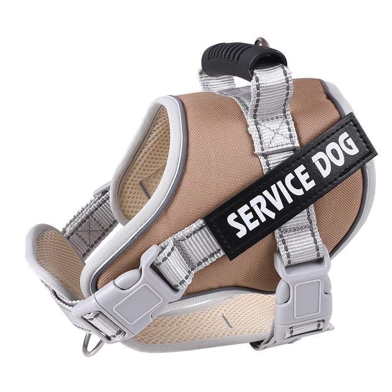 Pink Service Dog No-Pull Harness, Reflective Adjustable Working Dog Vest with Handle for Medium & Large Breeds