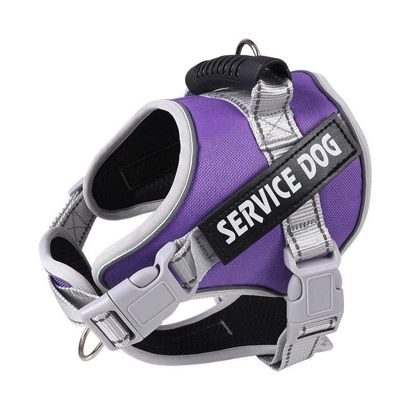 Pink Service Dog No-Pull Harness, Reflective Adjustable Working Dog Vest with Handle for Medium & Large Breeds