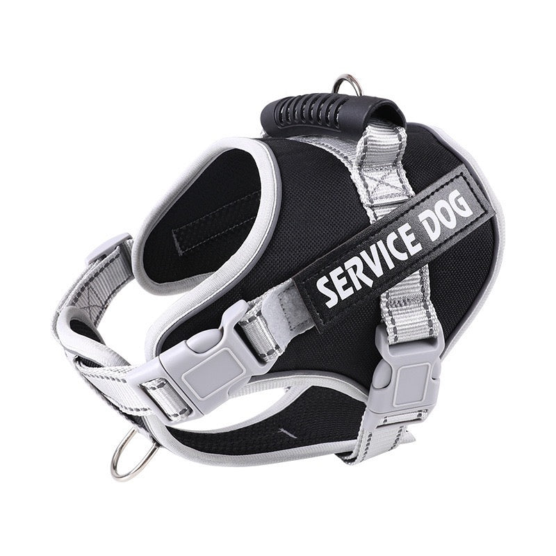Pink Service Dog No-Pull Harness, Reflective Adjustable Working Dog Vest with Handle for Medium & Large Breeds