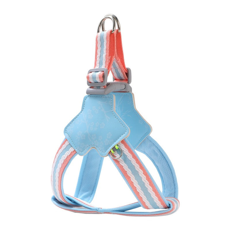 Pretty Floral Dog Vest Harness - Soft Breathable Mesh, No-Neck Strain for Walks