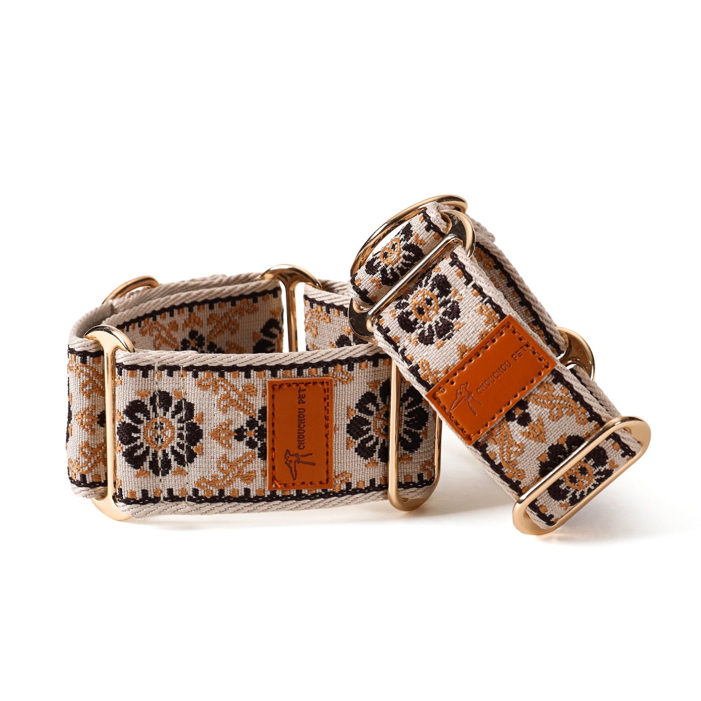 Bohemian Jacquard Pet Collar – Vintage Floral Style for Cats & Dogs