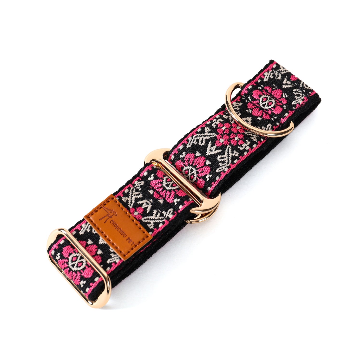 Bohemian Jacquard Pet Collar – Vintage Floral Style for Cats & Dogs