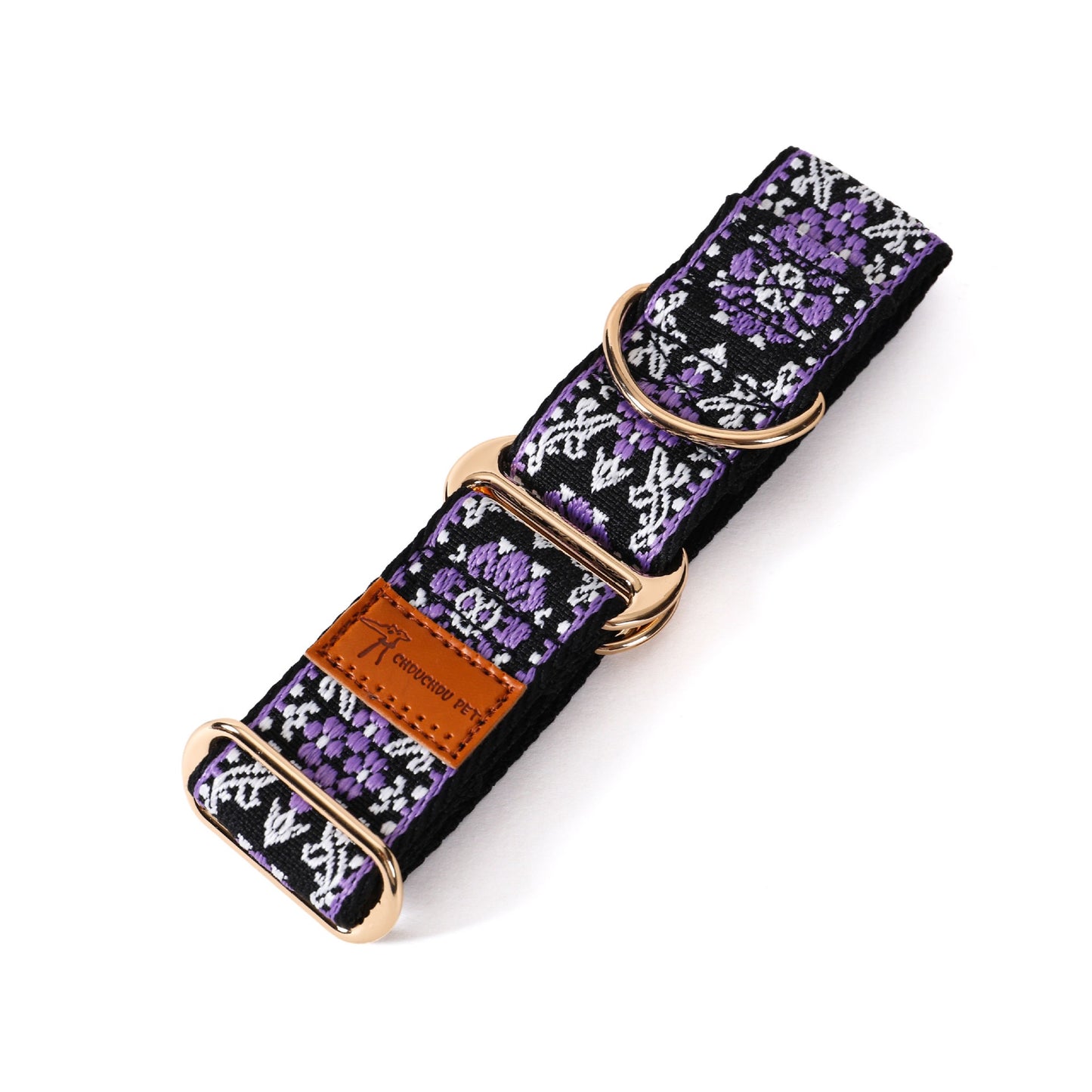 Bohemian Jacquard Pet Collar – Vintage Floral Style for Cats & Dogs