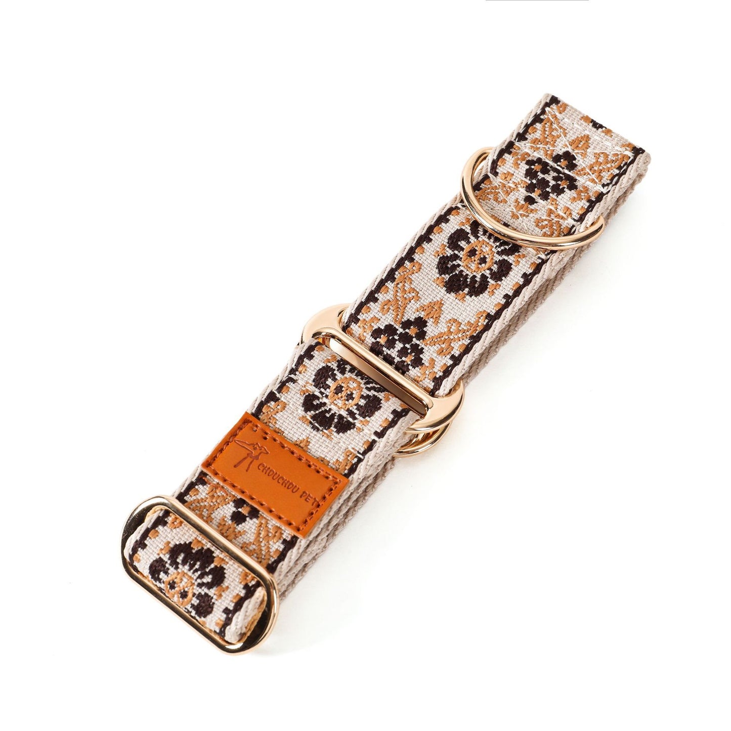 Bohemian Jacquard Pet Collar – Vintage Floral Style for Cats & Dogs