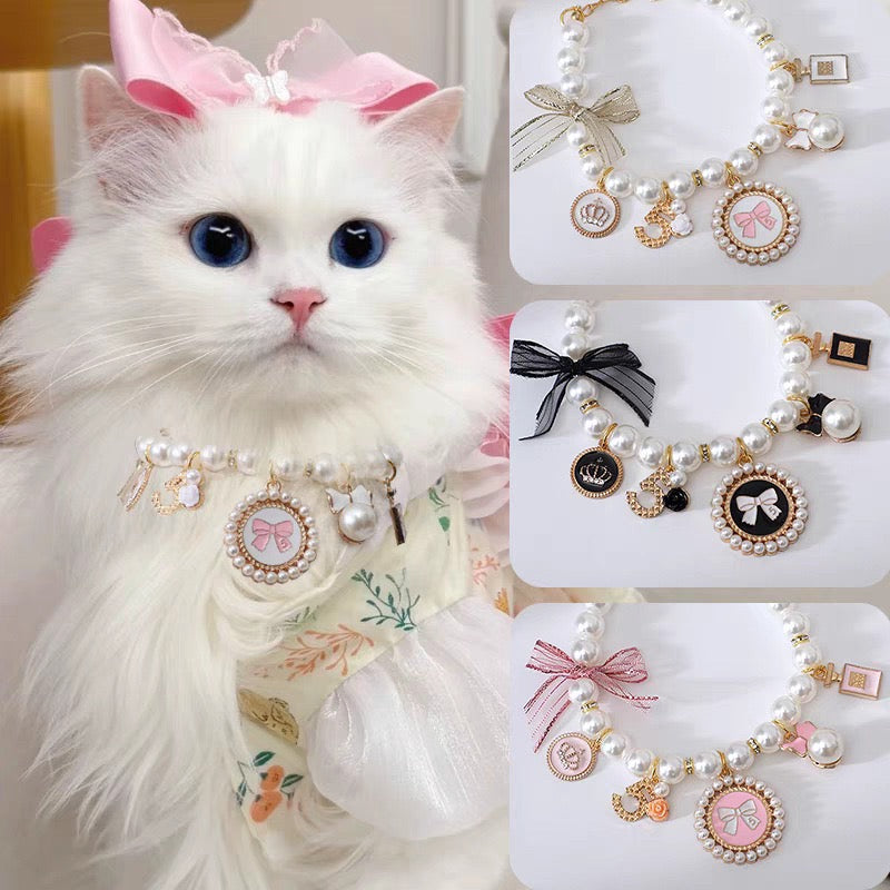 Princess Pearl Pet Necklace – Elegant Charm for Cats & Small Dogs 👑