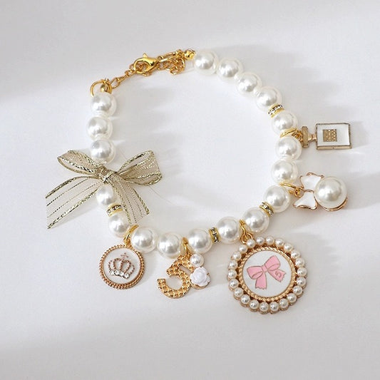 Princess Pearl Pet Necklace – Elegant Charm for Cats & Small Dogs 👑