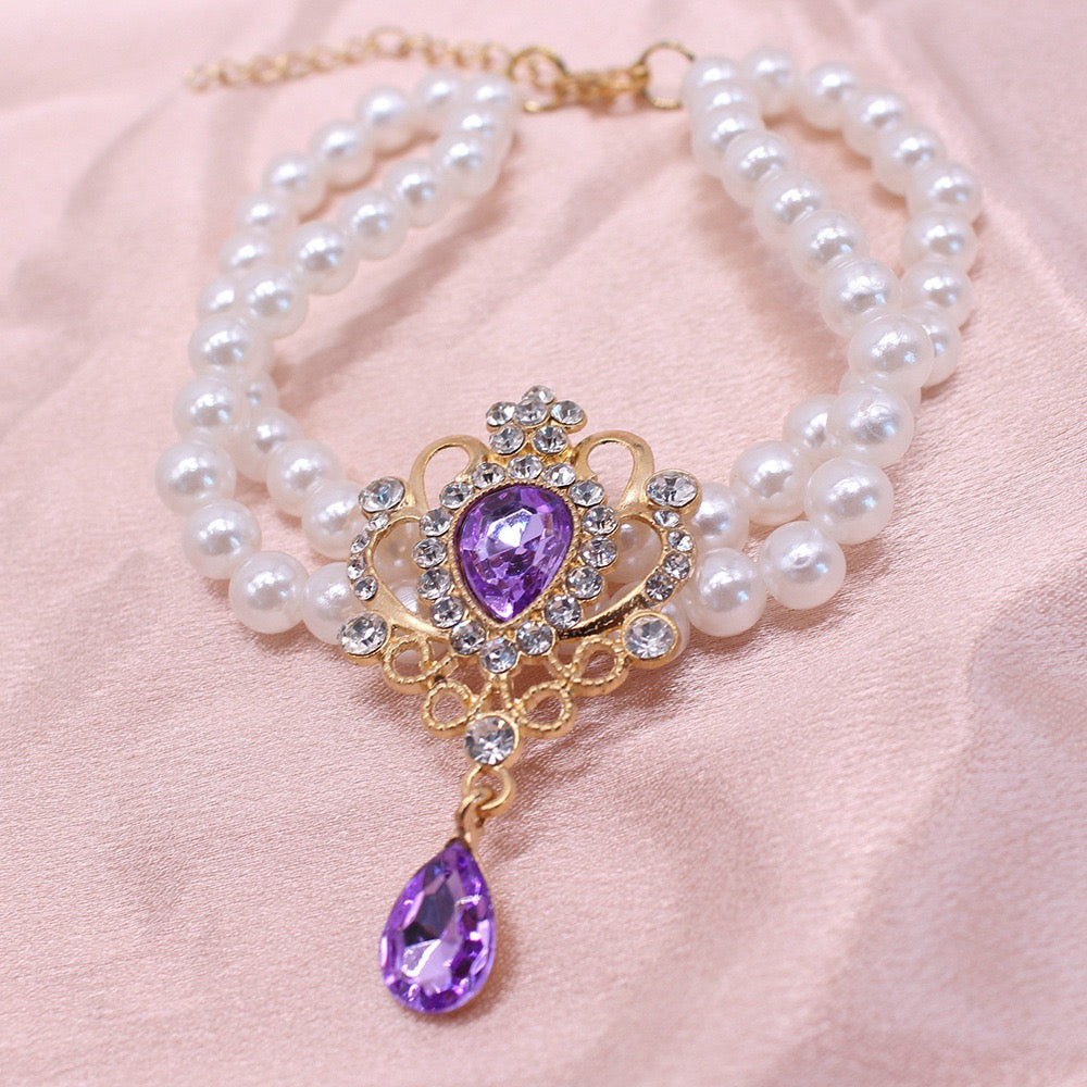 Royal Pearl Pet Necklace – Sofia Inspired Princess Collar for Cats & Small Dogs