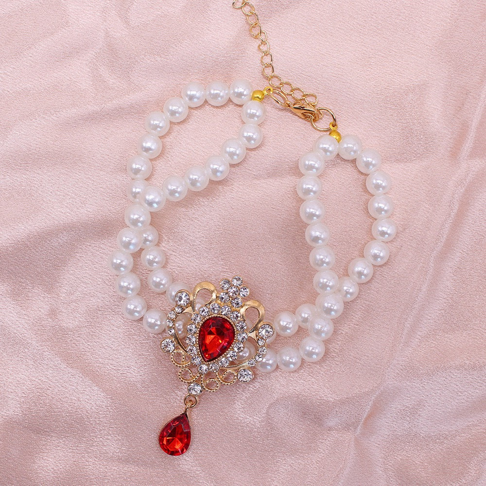 Royal Pearl Pet Necklace – Sofia Inspired Princess Collar for Cats & Small Dogs