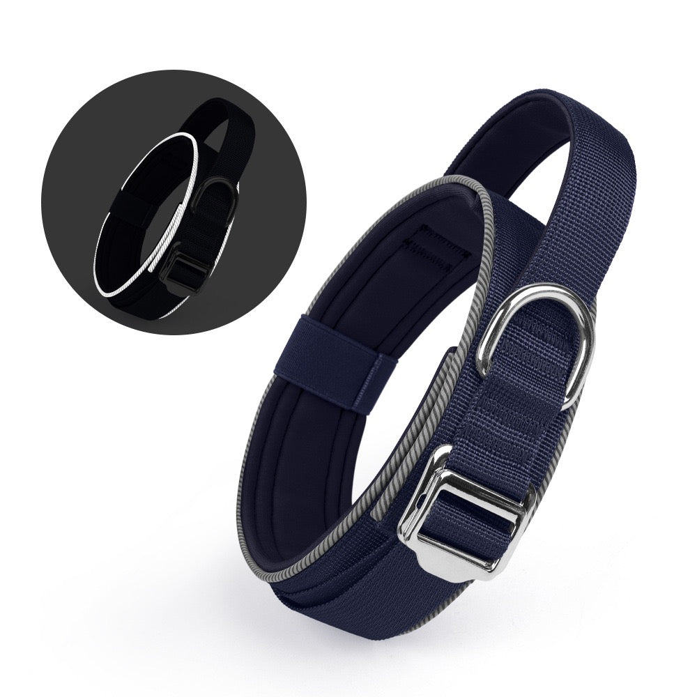 Night Reflective Soft Neoprene Padded Dog Collar | Durable Nylon Adjustable Pet Collar for All Breeds