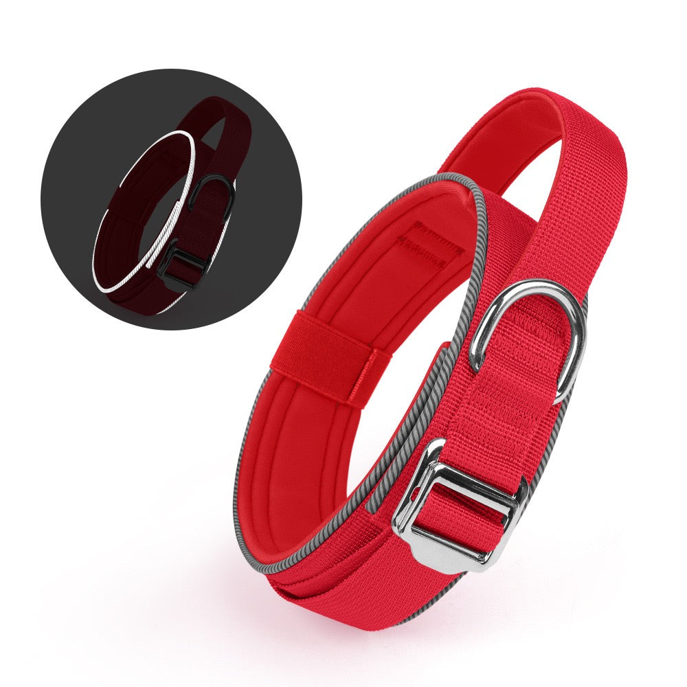 Night Reflective Soft Neoprene Padded Dog Collar | Durable Nylon Adjustable Pet Collar for All Breeds