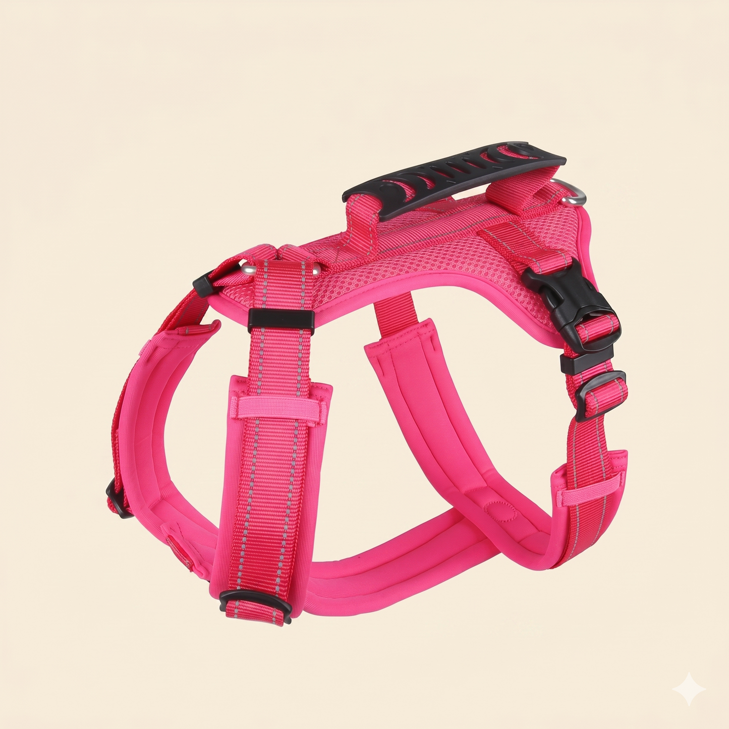 Anti-Pull Dog Harness, Saddle-Style with Reflective Nylon, Soft Milk Silk Lining & Control Handle, No-Pull Harness for Small Medium Dogs Shiba Inu Bichon, Outdoor Walking