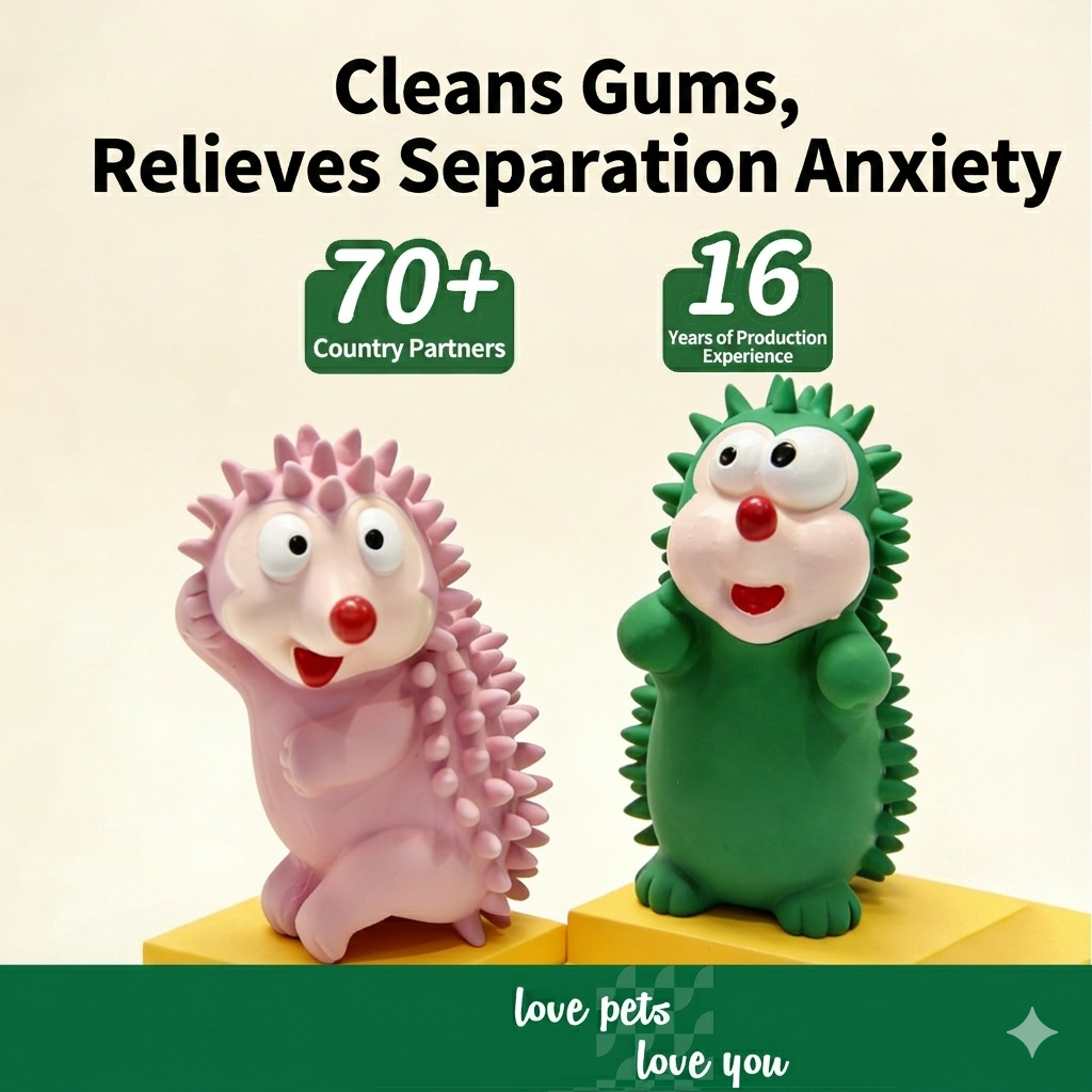 Latex Squeaky Hedgehog Dog Chew Toys, Spiky Teething Toys for Puppies, Interactive Squeaker Toys for Small Dogs