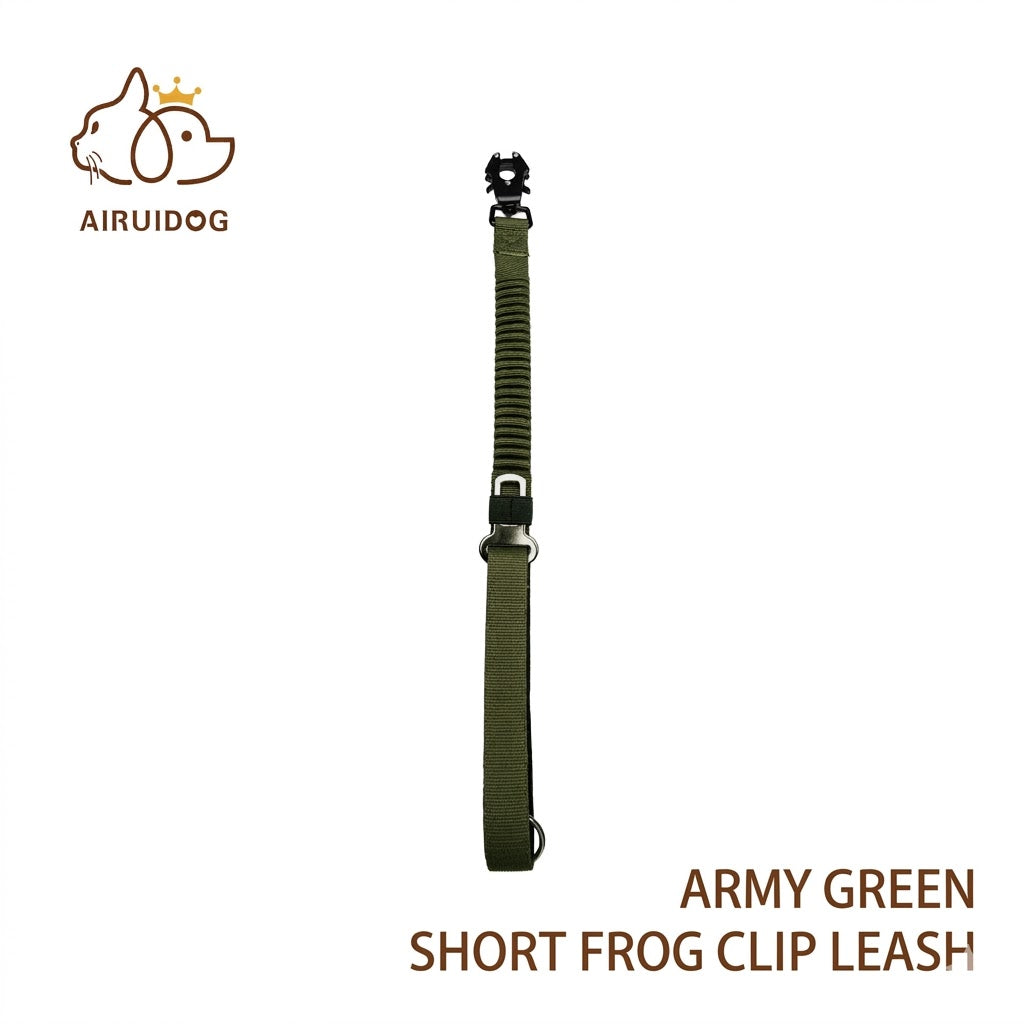 Tactical Short Dog Leash with Quick-Release Frog Buckle, Shock Absorbing Bungee Training Lead for Strong Pullers