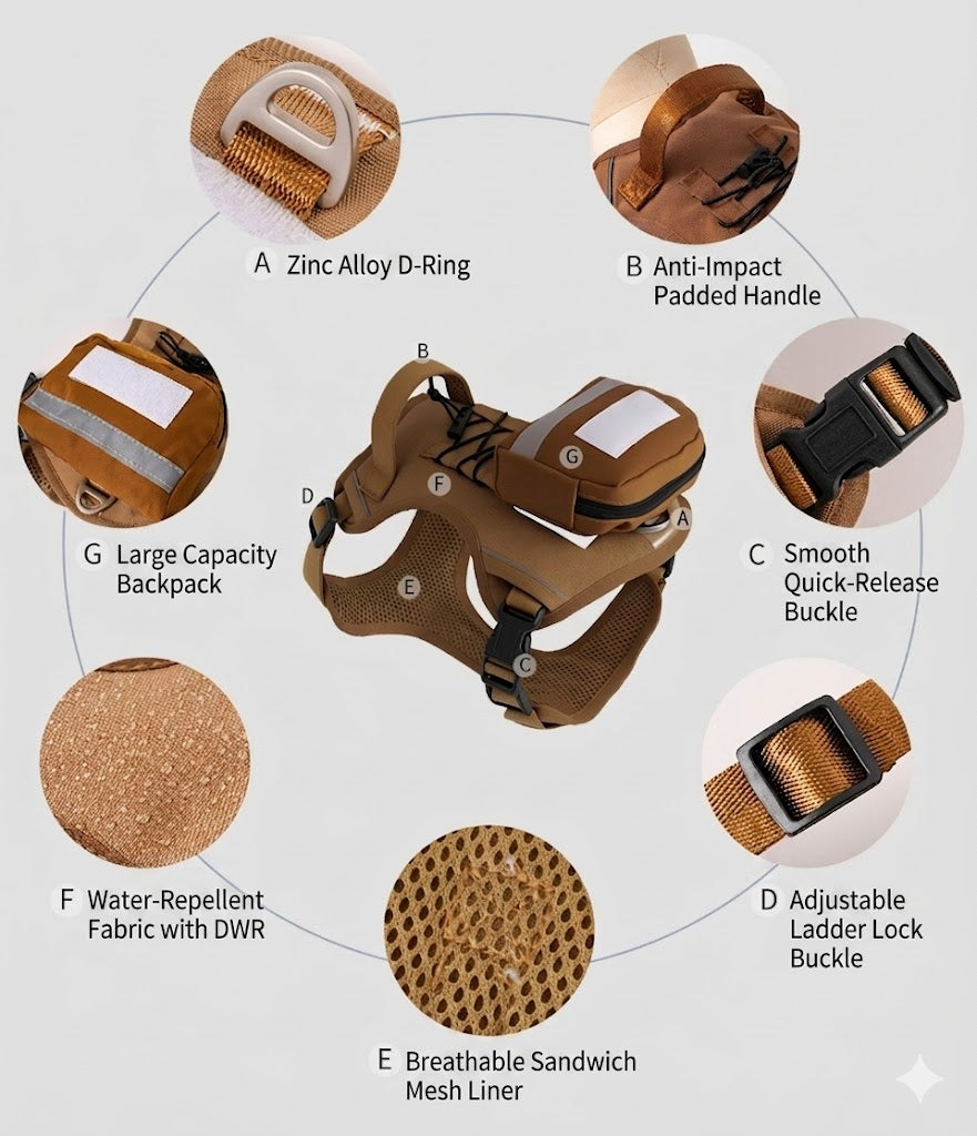 Adventure Dog Harness with Storage Pouch – No-Pull & Adjustable