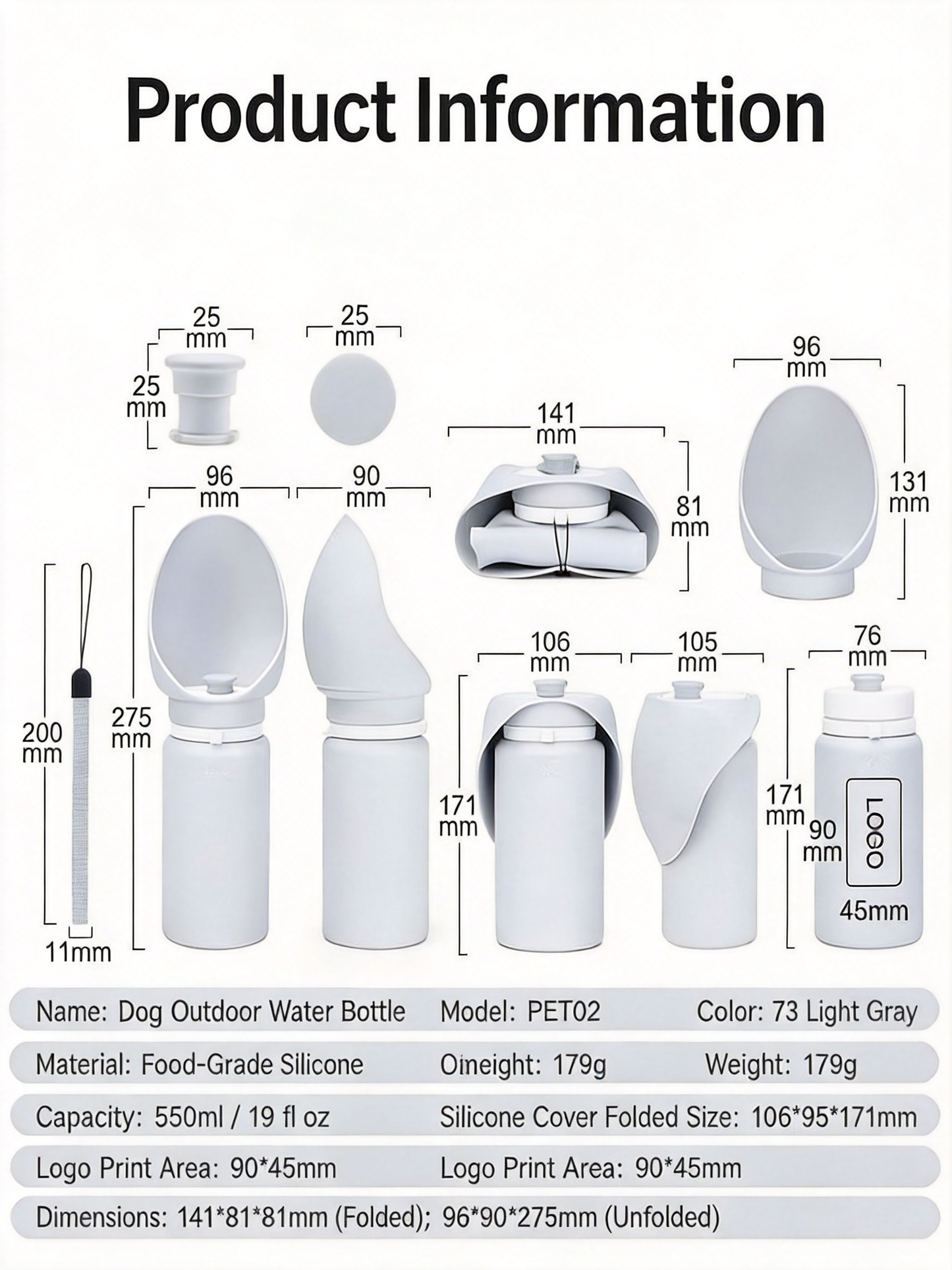 Portable Silicone Pet Travel Water Cup Outdoor Dog Cat Water Bottle